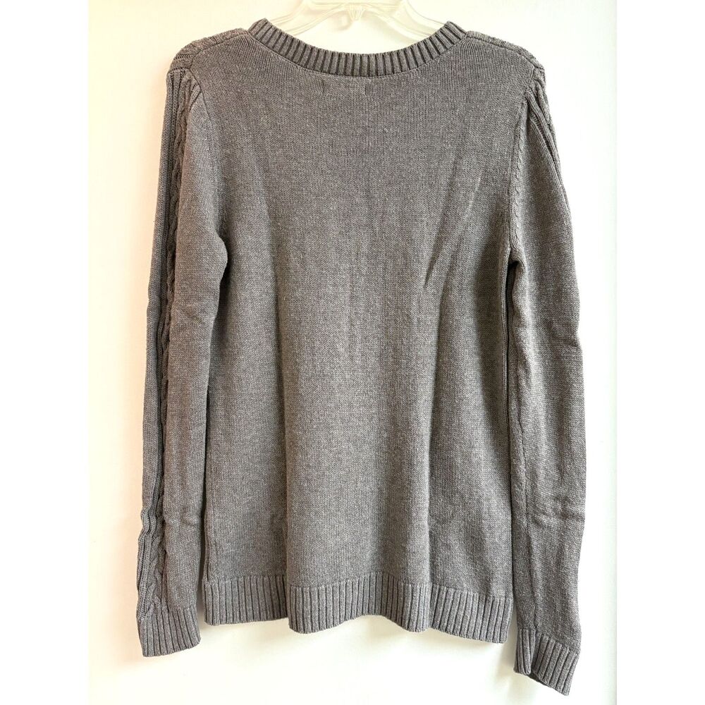 Cable Knit Cotton Nylon Sweater Lot Bundle 2Pc Crew V Neck Pale Pink Dark Gray S - Picture 5 of 10